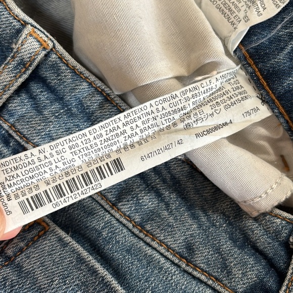 Zara Mid Rise Jeans Women’s Stretch Denim Raw Hem Mid Blue 6147/121/427 Size 10 - Picture 8 of 12